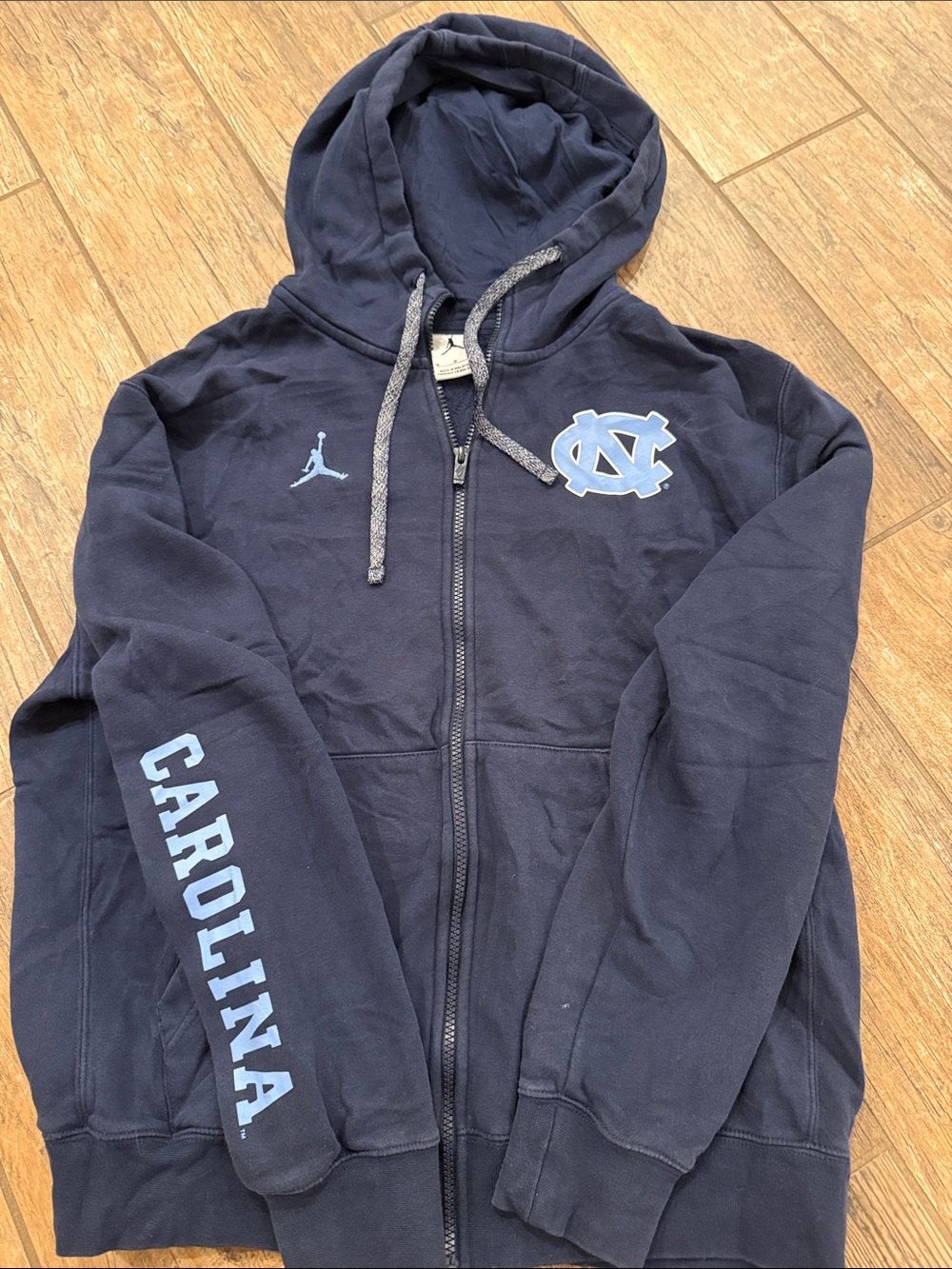 Jordan Navy Blue Zip-Up Hoodie with Light Blue Accents